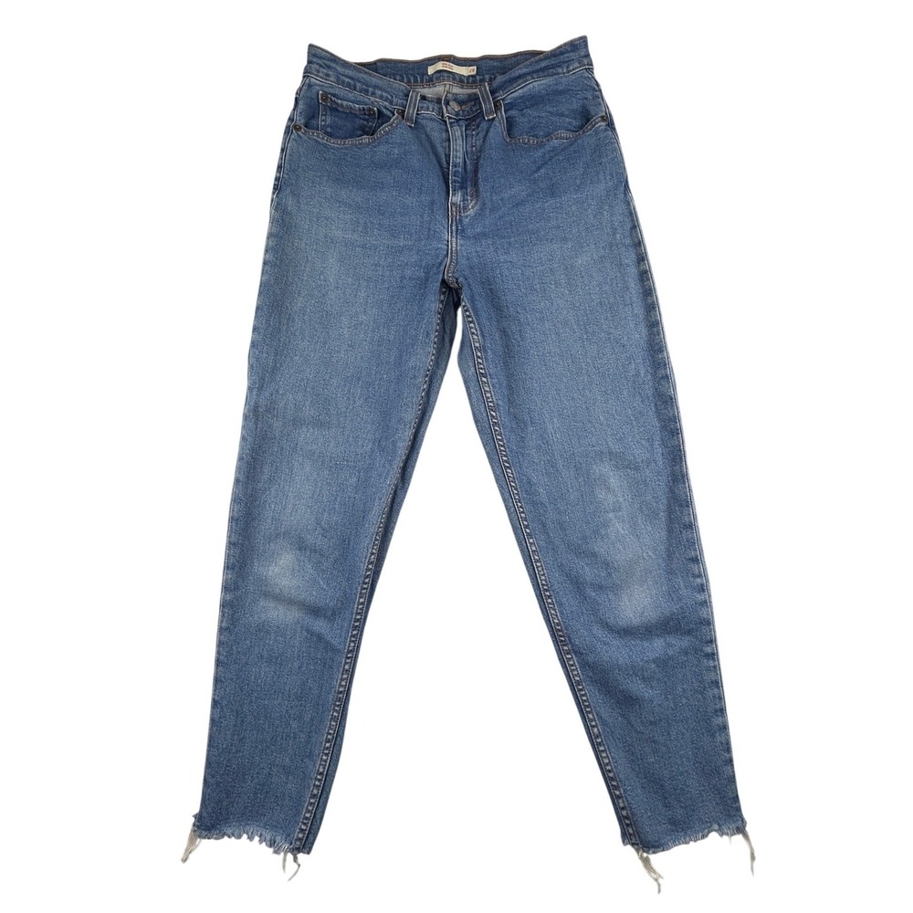Levi's Mom Jeans High Rise Cropped‎ Frayed Hem Stretch Women 28